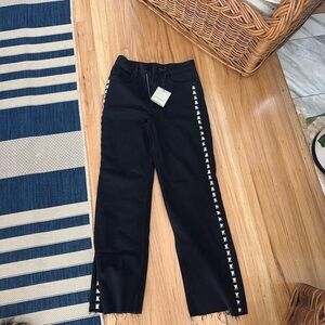 NWT AllSaints Blake Studded Black Wide Leg Jeans W25